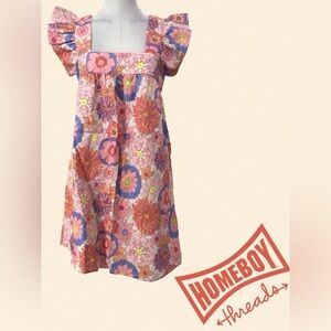 Tuckernuck Pink and Orange Ruffled Sundress Casual